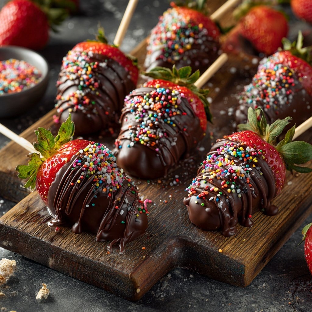 Chocolate-Covered Strawberry Wands