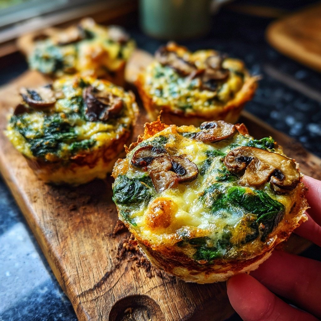Mushroom and Spinach Quiche Muffins