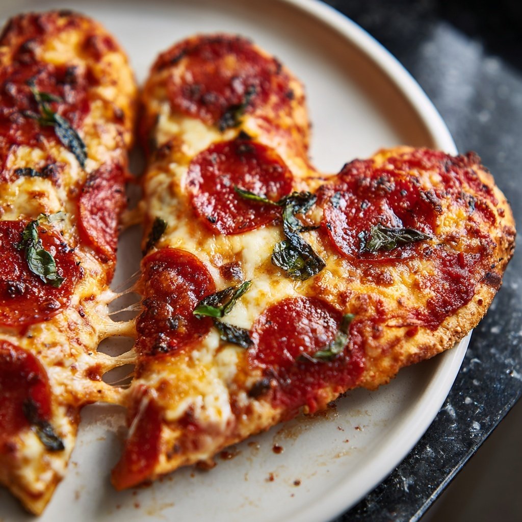 Heart Shaped Pepperoni Pizza Romantic