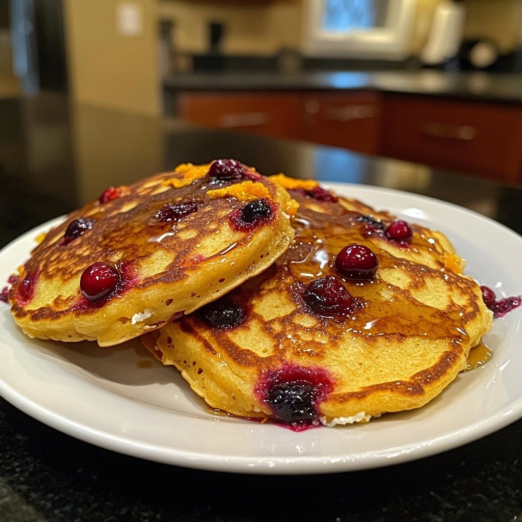 Fluffy Cranberry Orange Ricotta Pancakes