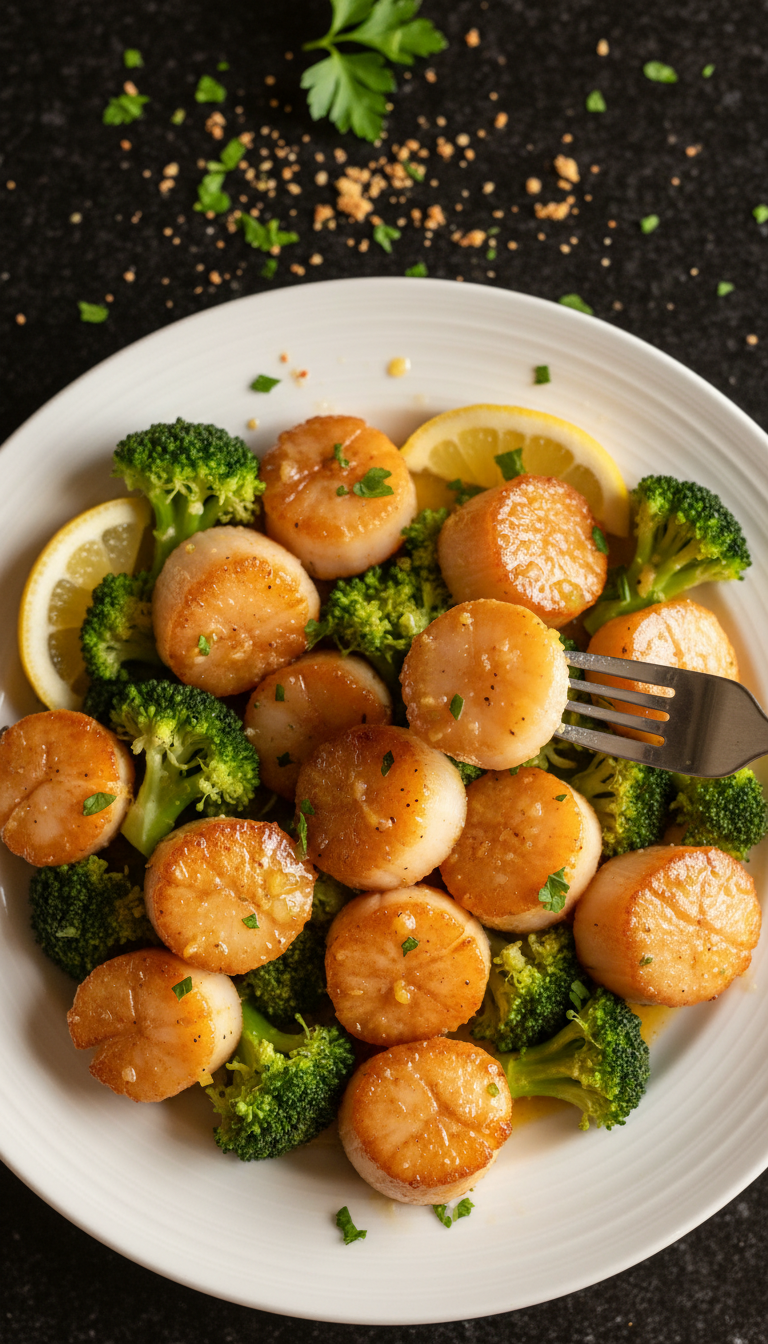 Garlic Lemon Scallops with Broccoli