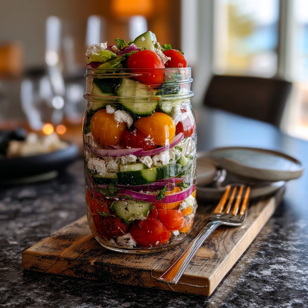 On-the-Go Greek Salad Jars