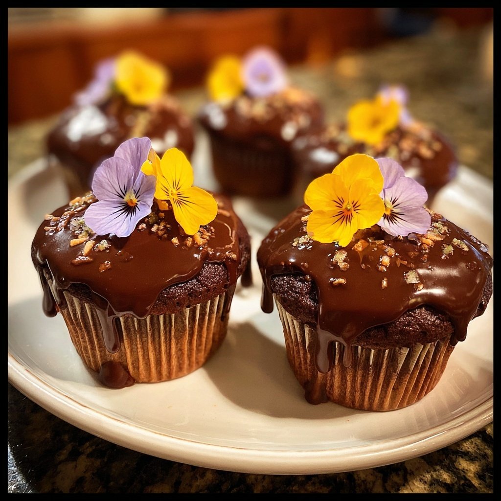Chocolate-Dipped Flower Cupcakes