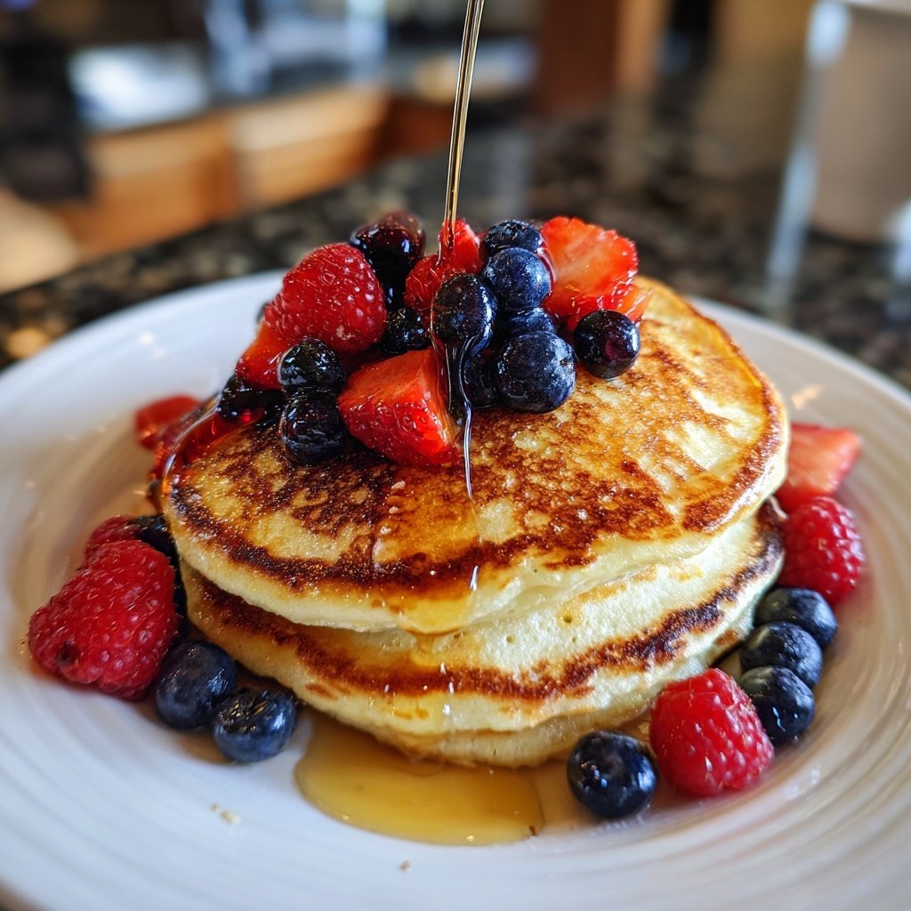 Fluffy Lemon Ricotta Pancakes with Berries​