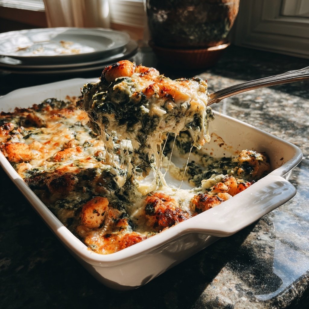 High Protein Spinach Chicken Bake