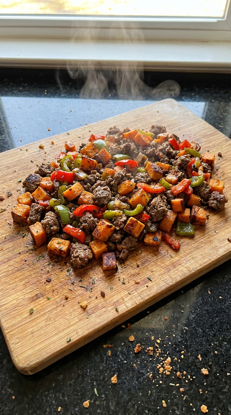 Ground Beef and Sweet Potato Hash