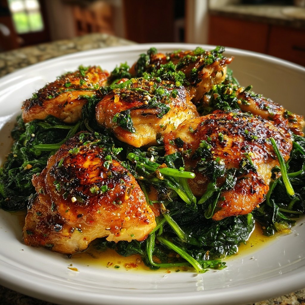 Sautéed Garlic Chicken with Spinach