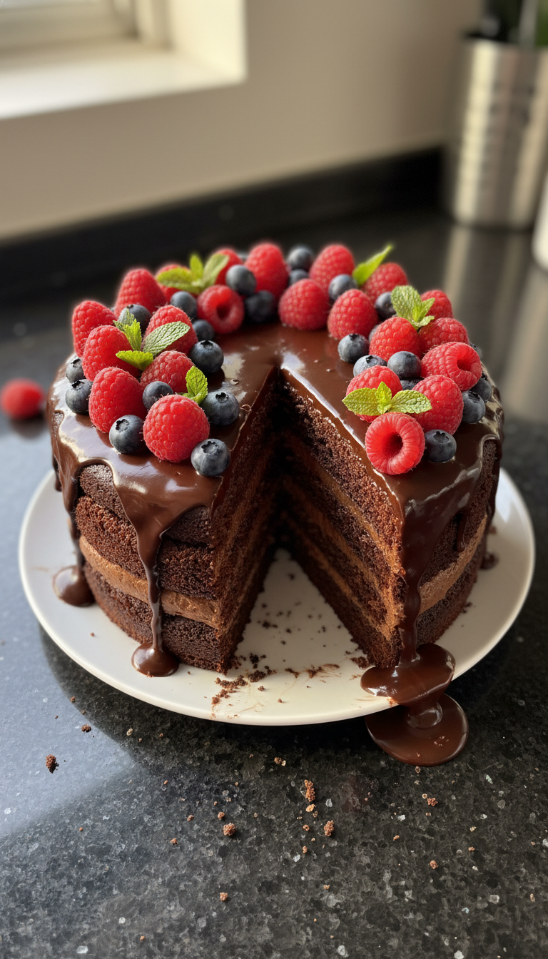 Dark Chocolate Ganache Cake