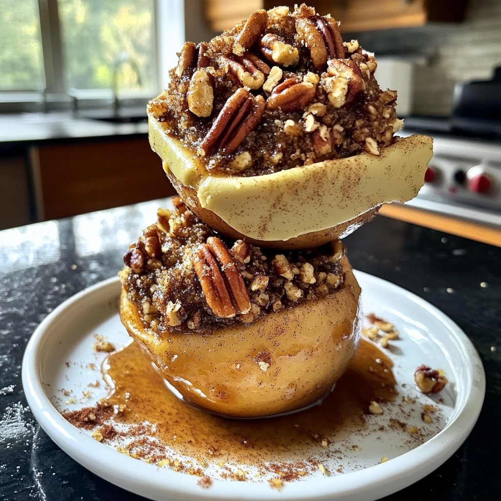 Festive Baked Apples with Marzipan and Pecans