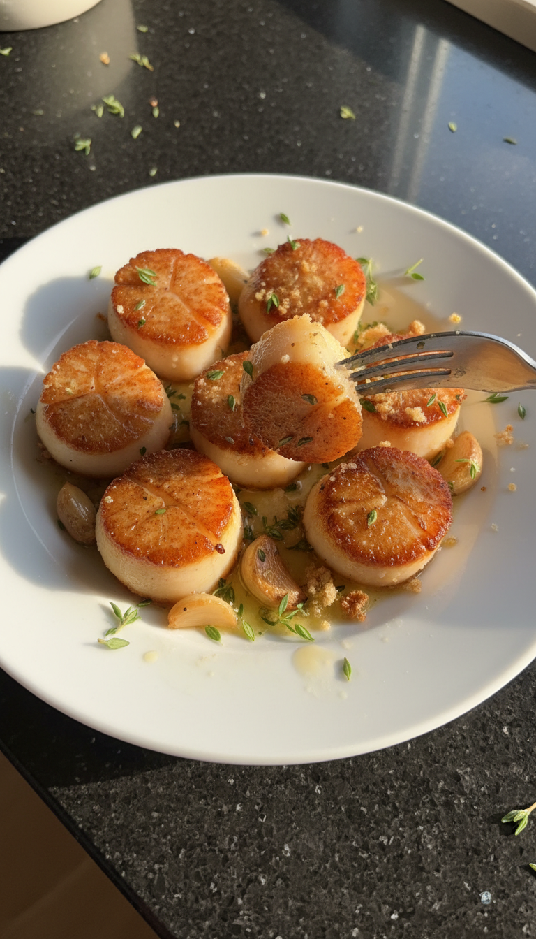 Lemon Thyme Scallops with Garlic