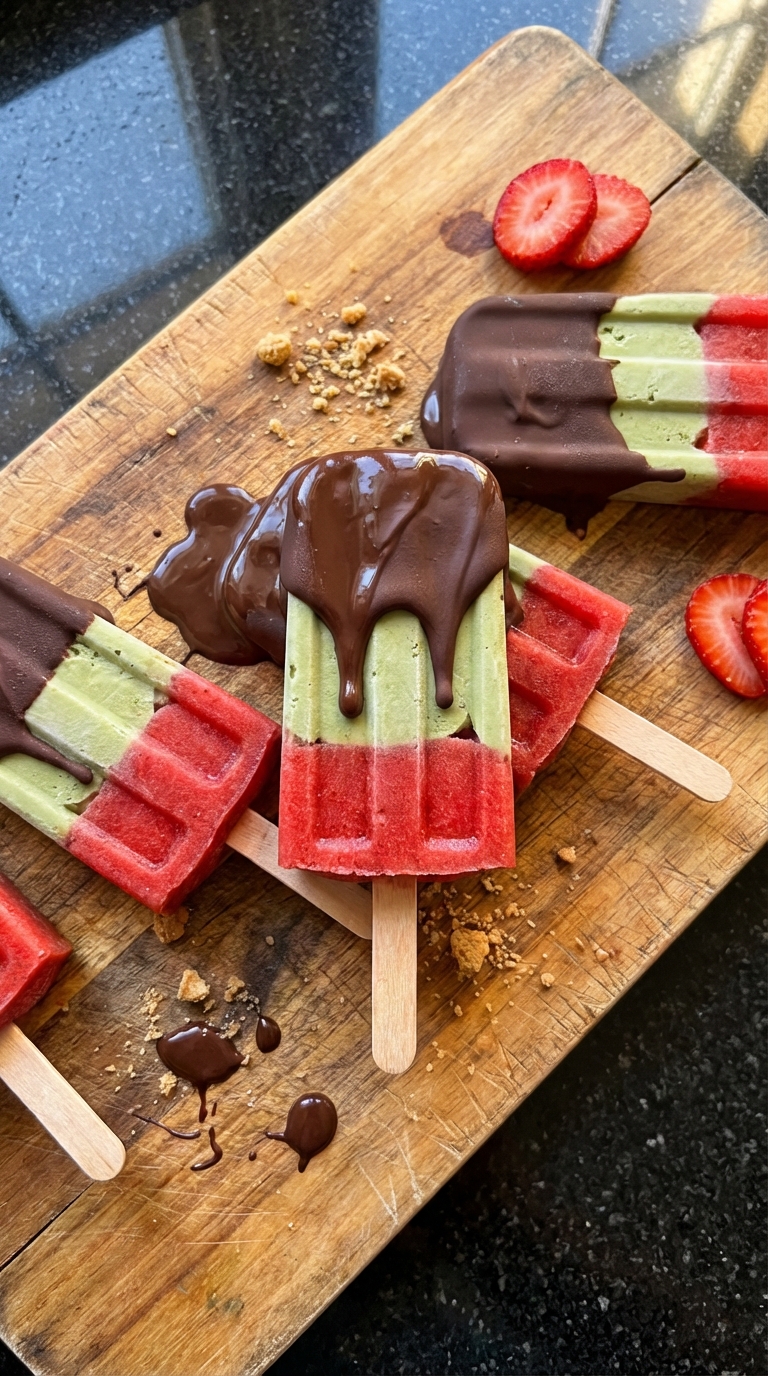 Chocolate Strawberry Matcha Pops